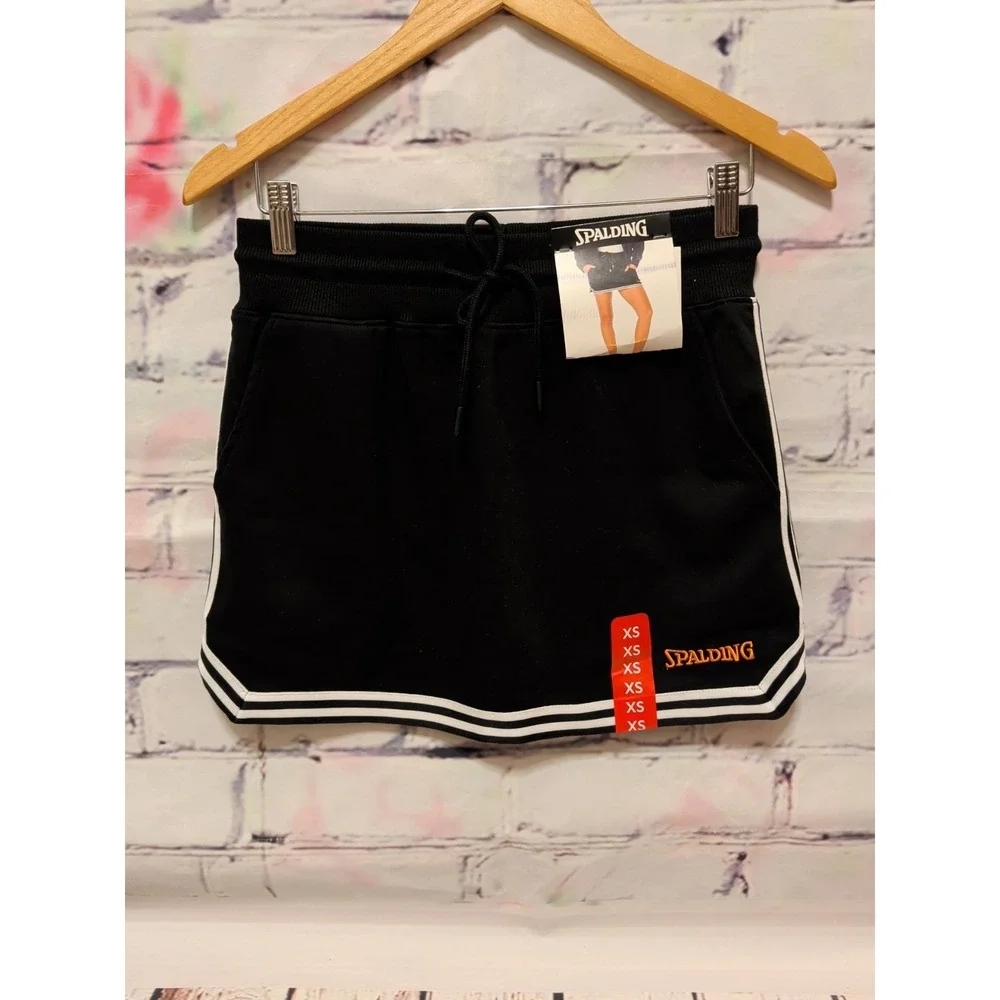 Spalding Women's Athletic Skort Black White Striped Sz XS NWT